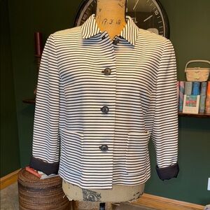 Liz Claiborne Striped Black & White Button-Front Women's Jacket